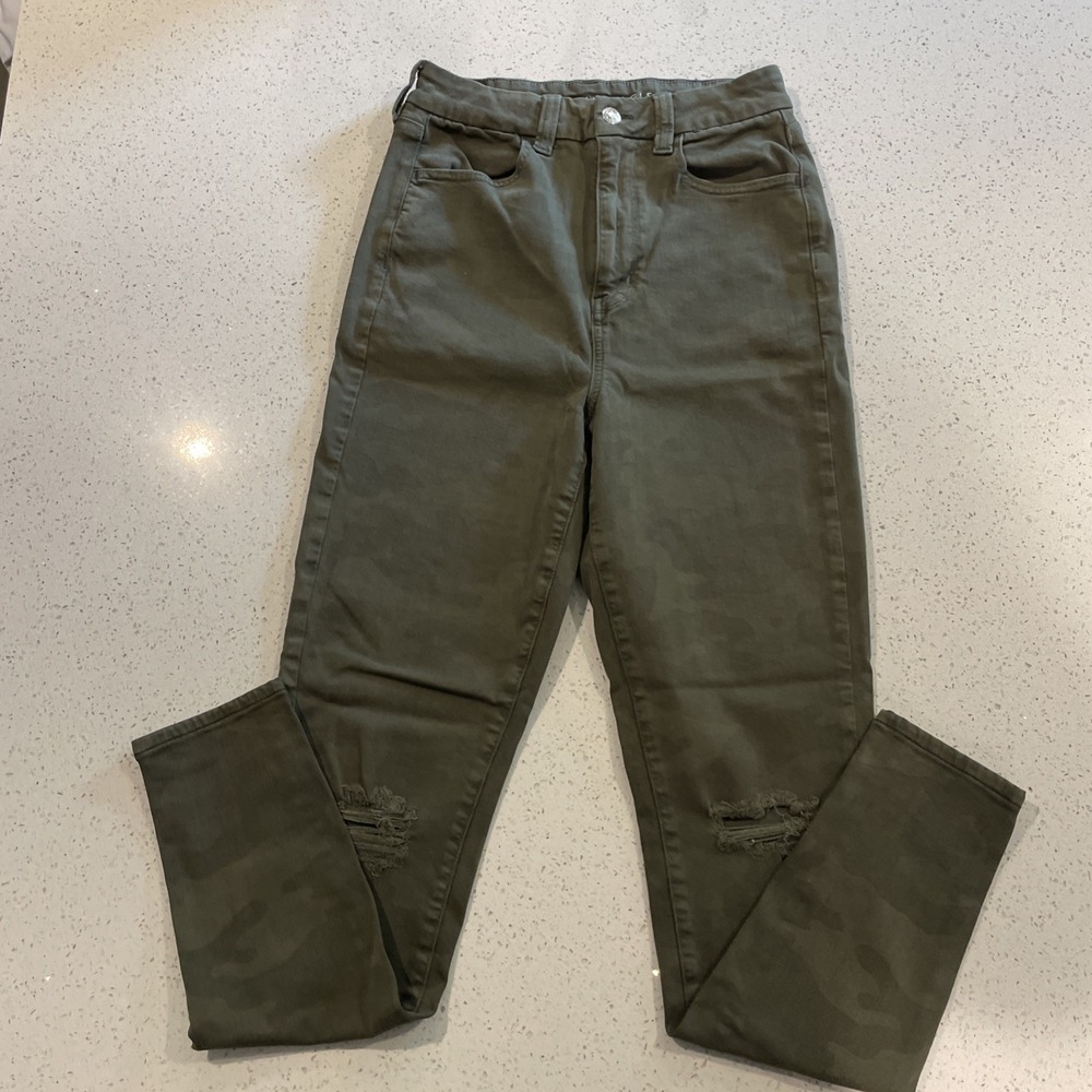 American Eagle Womens Curvy Super Hi Rise Jegging Jeans‎ 8L Green Camo Stretch